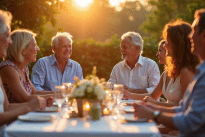 Table décorée pour anniversaire de mariage 50 ans
