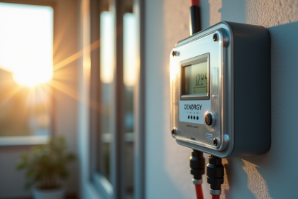 Compteur d energie moderne avec panneau solaire à côté