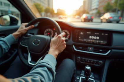 Main confiante sur levier de vitesse automatique voiture