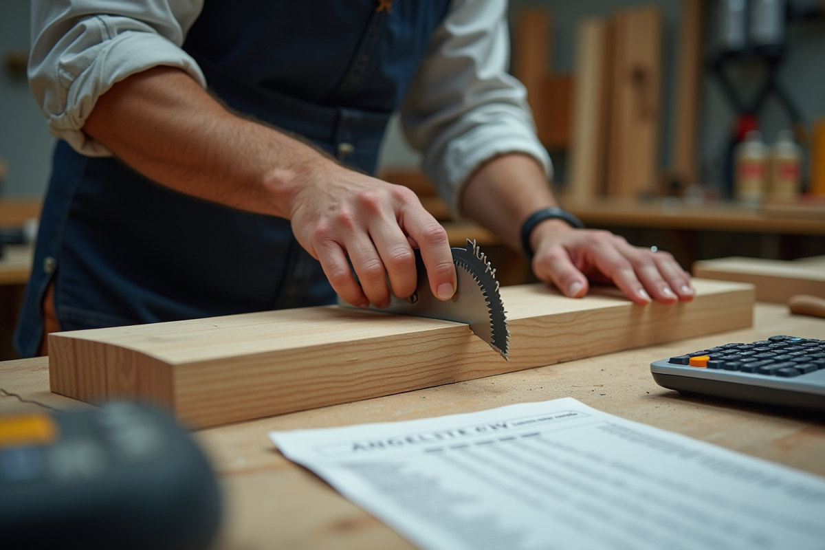 Détail des mains ajustant une lame de scie précise