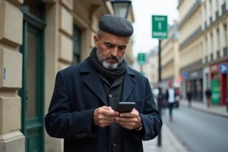 Homme musulman priant dans une rue parisienne