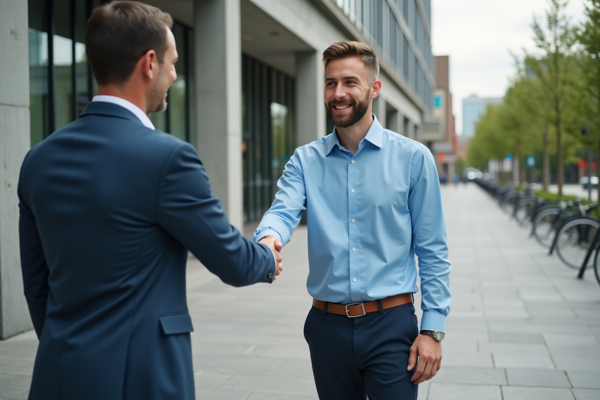 Jeune homme confiant serrant la main d