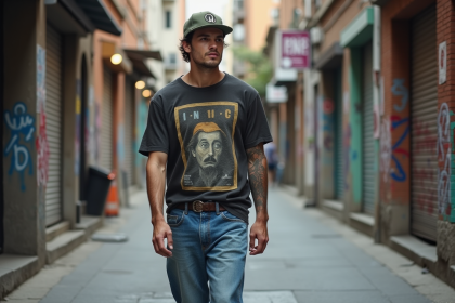 Jeune homme en street style dans une rue urbaine