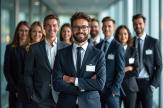 Groupe de professionnels en tenue correcte au bureau