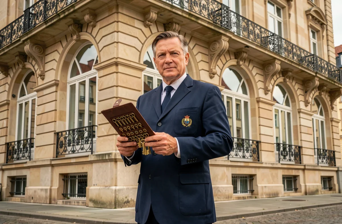 Serrurier de la Serrurerie De la Bourse devant un immeuble haussmannien de Strasbourg